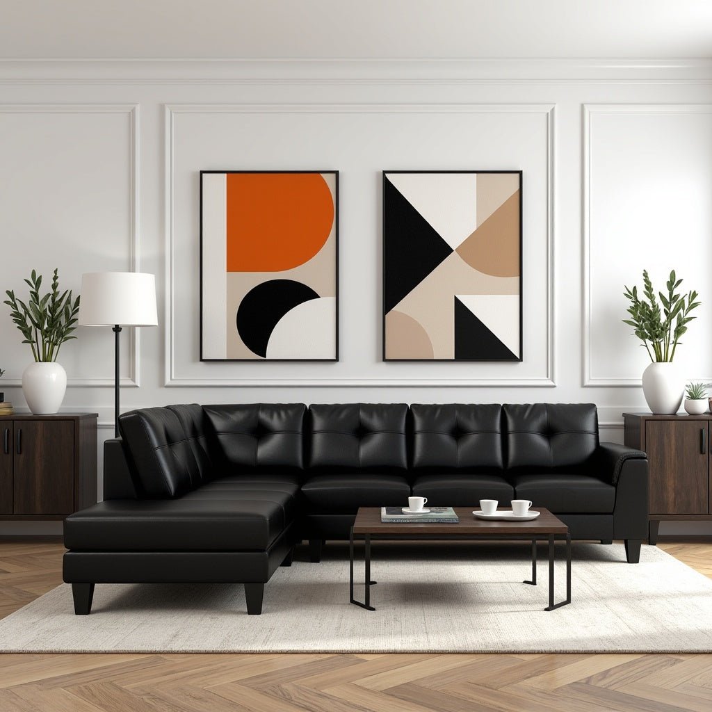 Stardust 5 Seater Leatherette L Shape Sofa For Living Room - Torque India